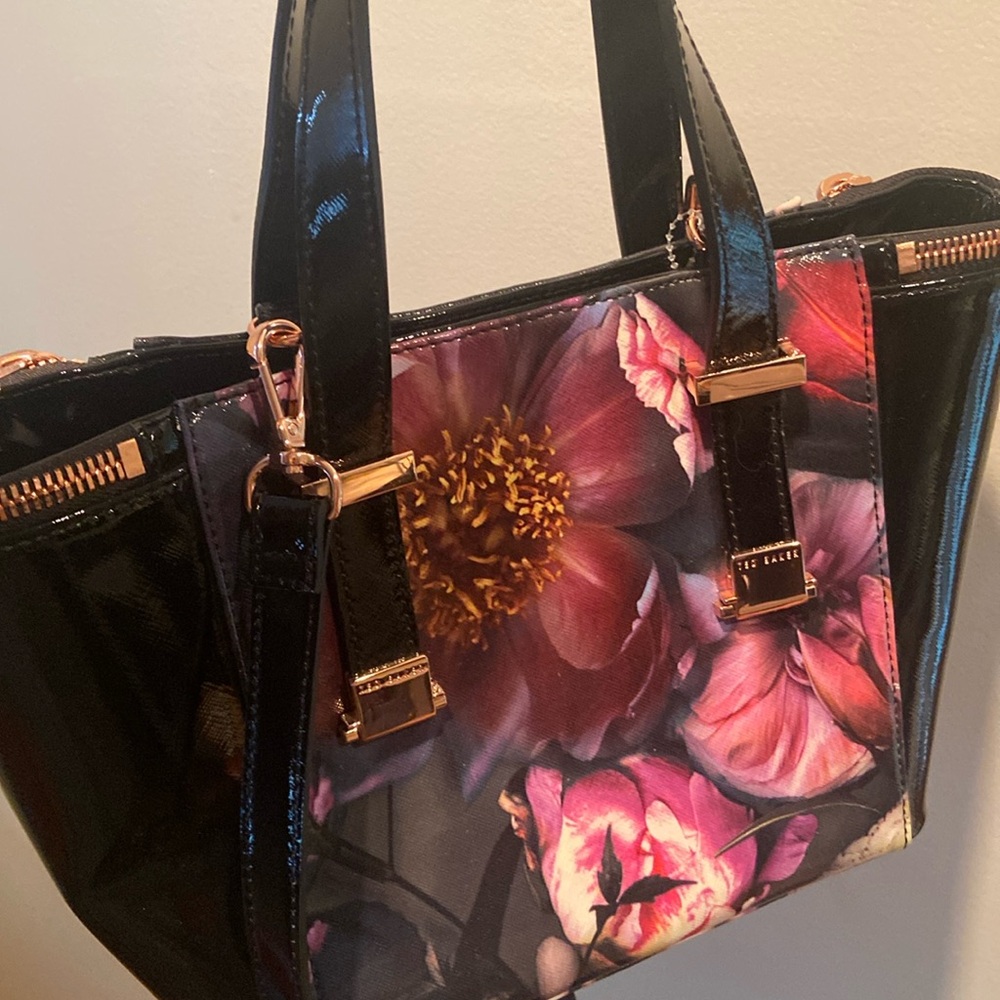 Ted Baker London Floral Shoulder Bag - Black and Pink - Picture 2 of 9